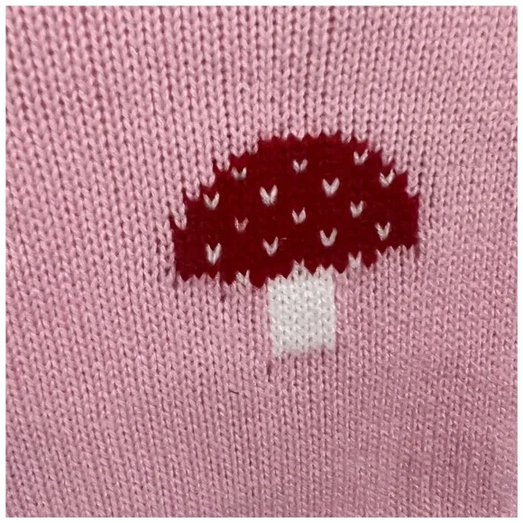 Sugar Thrillz pink mushroom cropped sweater tank top size medium (runs small) - Picture 4 of 4